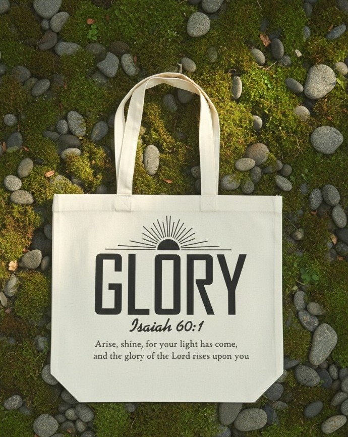 Glory Isaiah 60:1 tote Bag - Mystical Rose Crafted Tees